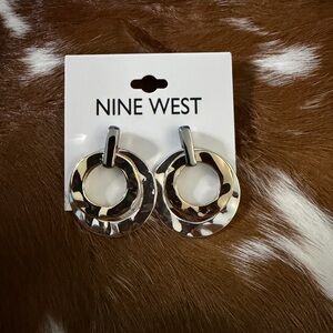 Nine West Silver Textured Drop Earrings